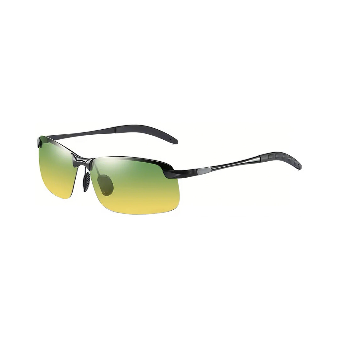 Kara Metal Rectangle Polarized Half-Rim Sunglasses With Multicolor Lenses