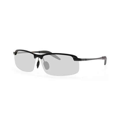 Kara Metal Rectangle Polarized Half-Rim Sunglasses With Multicolor Lenses