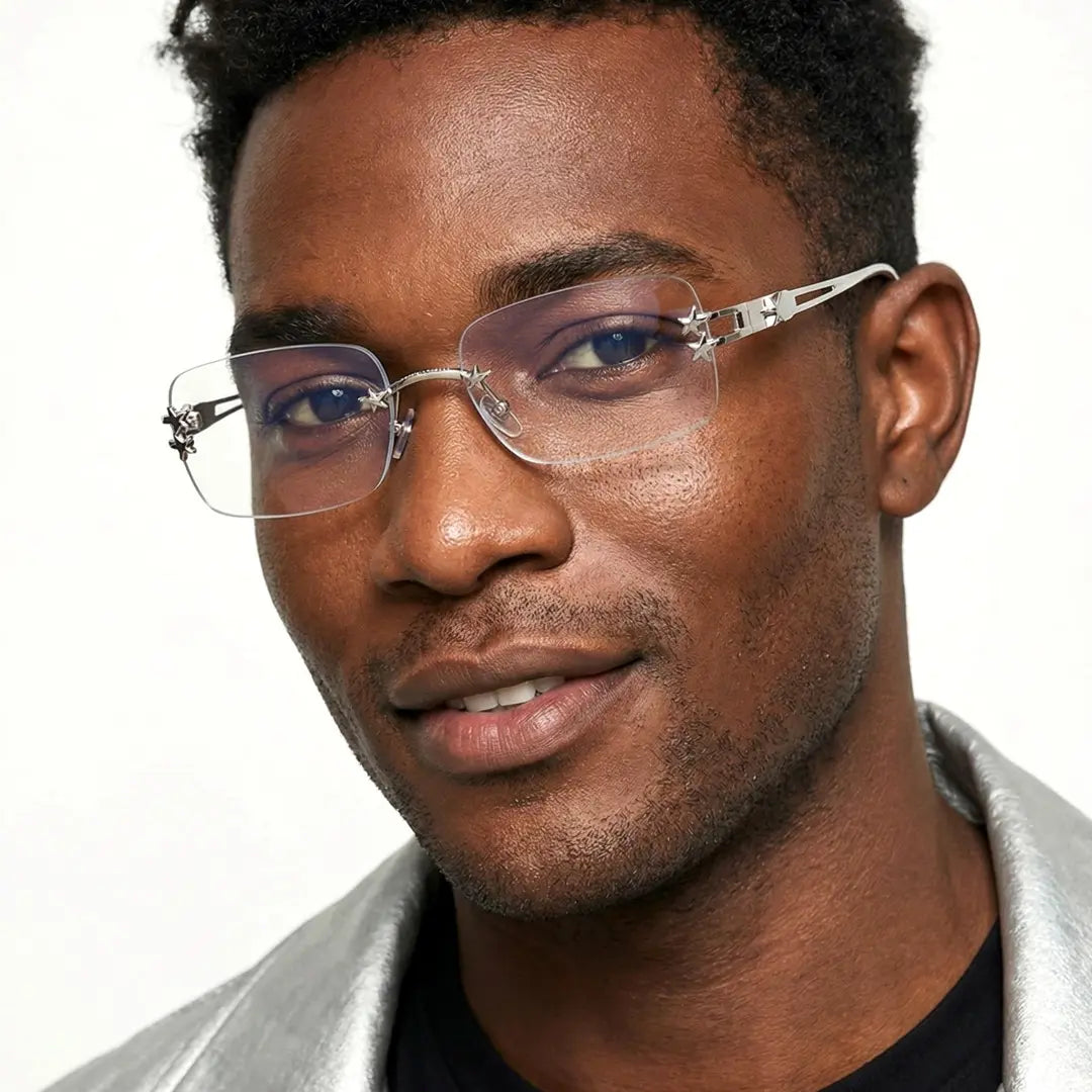 Kade Rectangle Metal Frame Eyeglasses Unisex Rimless Glasses