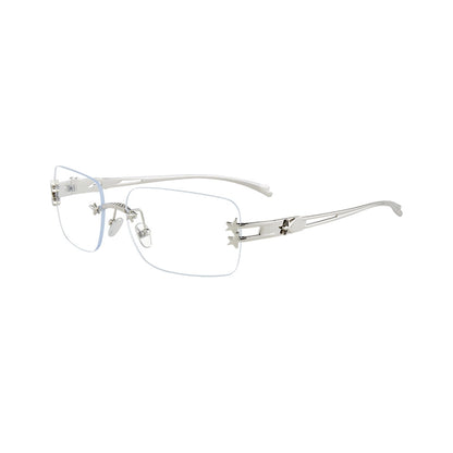 Kade Rectangle Metal Frame Eyeglasses Unisex Rimless Glasses