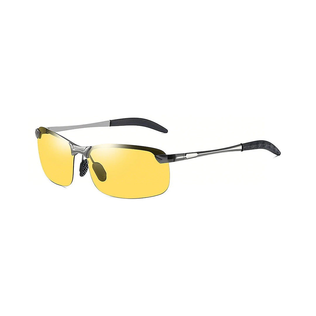 Kara Metal Rectangle Polarized Half-Rim Sunglasses With Multicolor Lenses