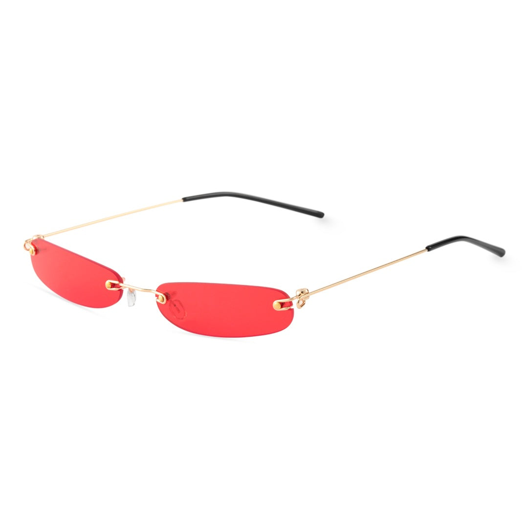 Heath Sleek Rectangle Sunglasses Rimless Pink Glasses With UV Protection
