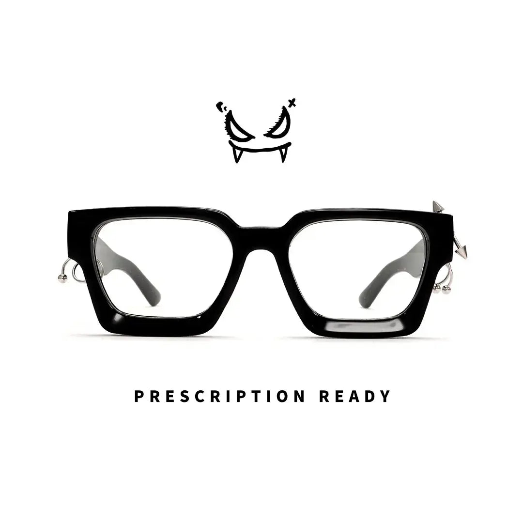 Rivet Unisex Black Square Handcrafted Prescription Glasses