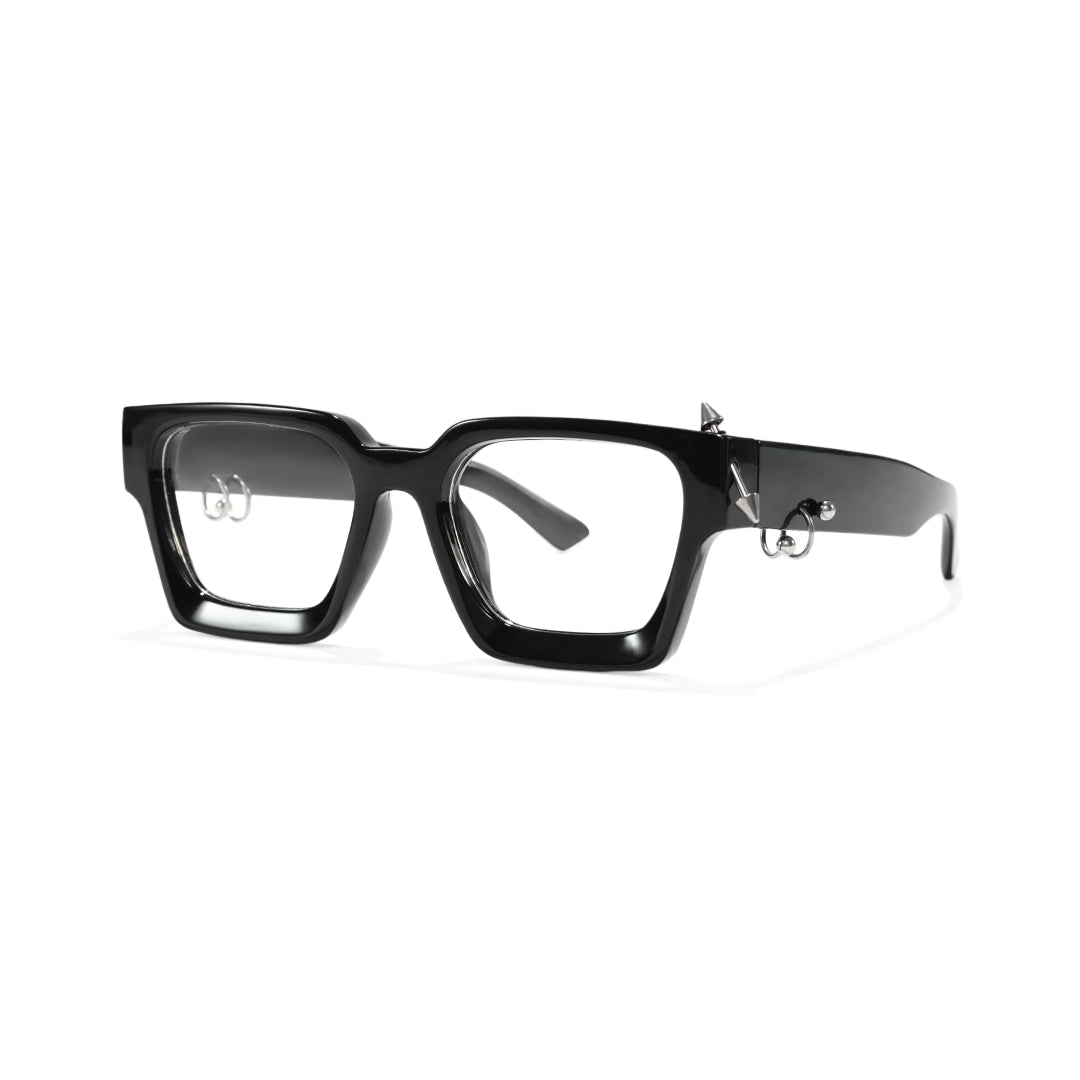 Rivet Unisex Black Square Handcrafted Prescription Glasses