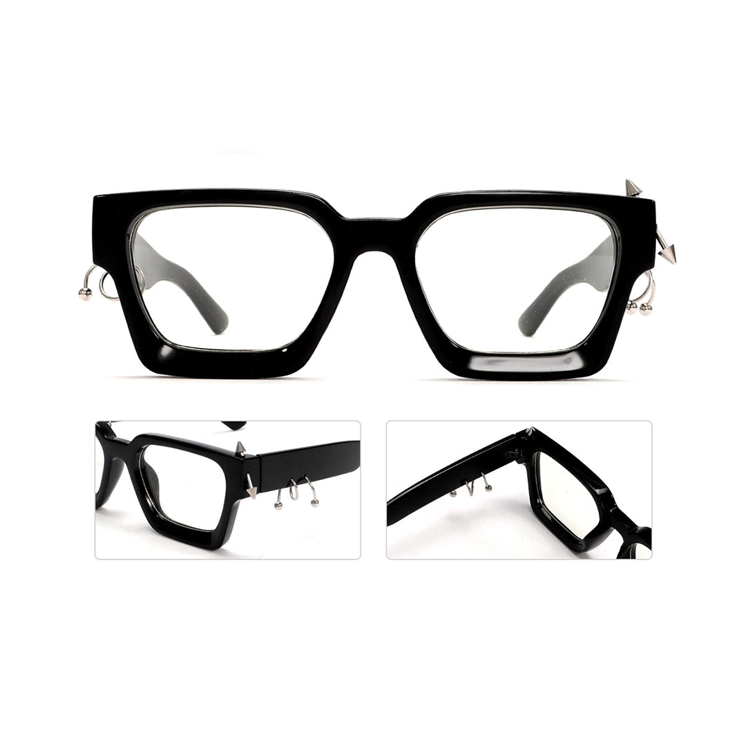 Rivet Unisex Black Square Handcrafted Prescription Glasses