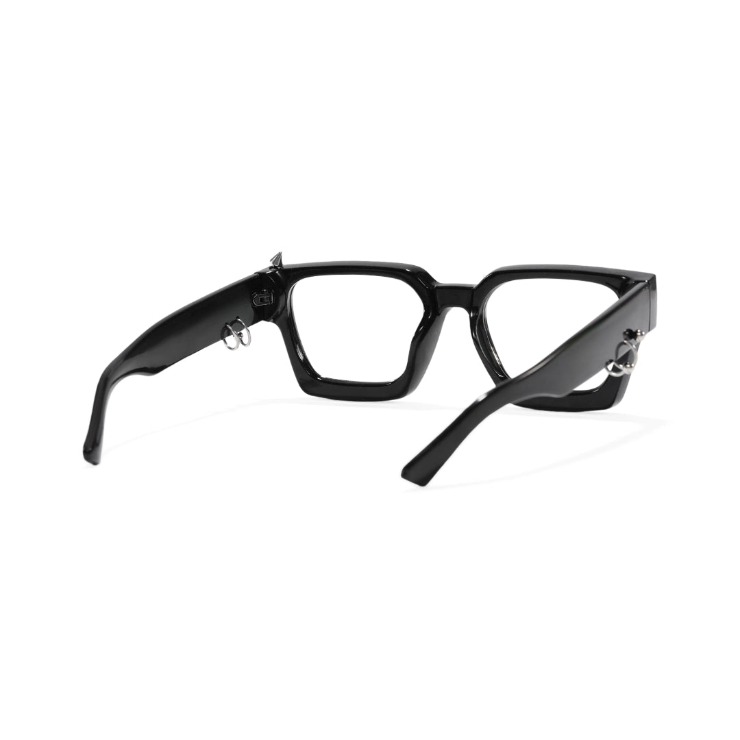 Rivet Unisex Black Square Handcrafted Prescription Glasses