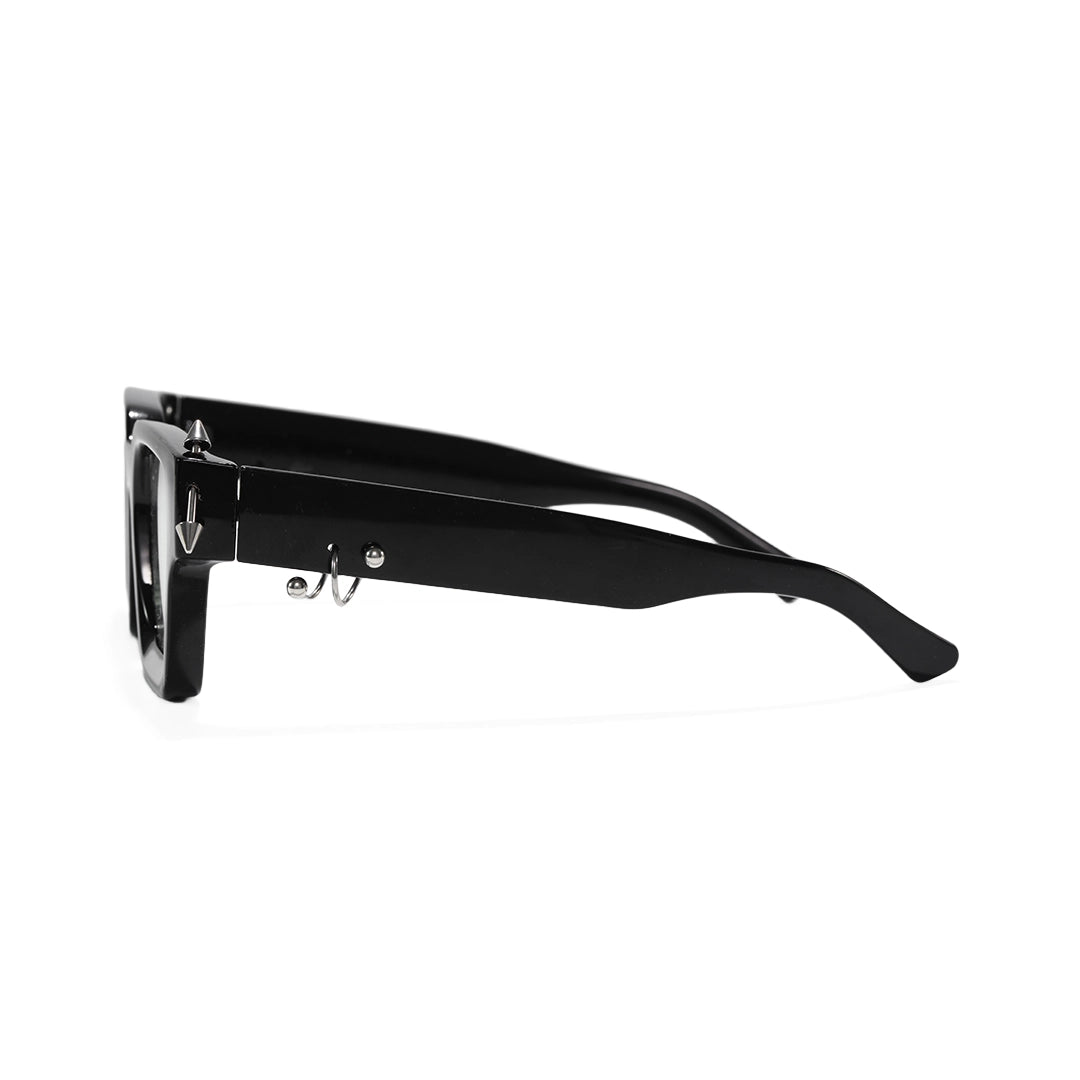 Rivet Unisex Black Square Handcrafted Prescription Glasses