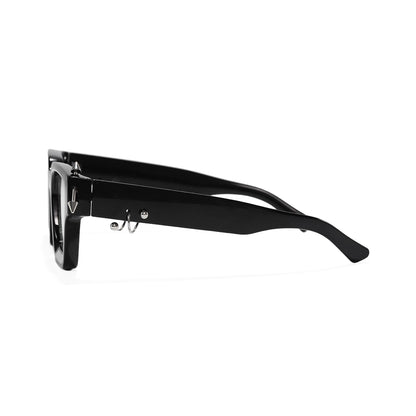 Rivet Unisex Black Square Handcrafted Prescription Glasses