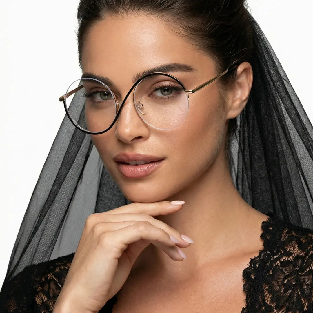 Wizard Metal Round Half Frames with Prescription Glasses