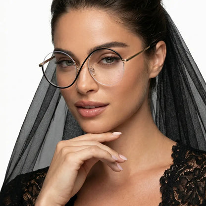Wizard Metal Round Half Frames with Prescription Glasses
