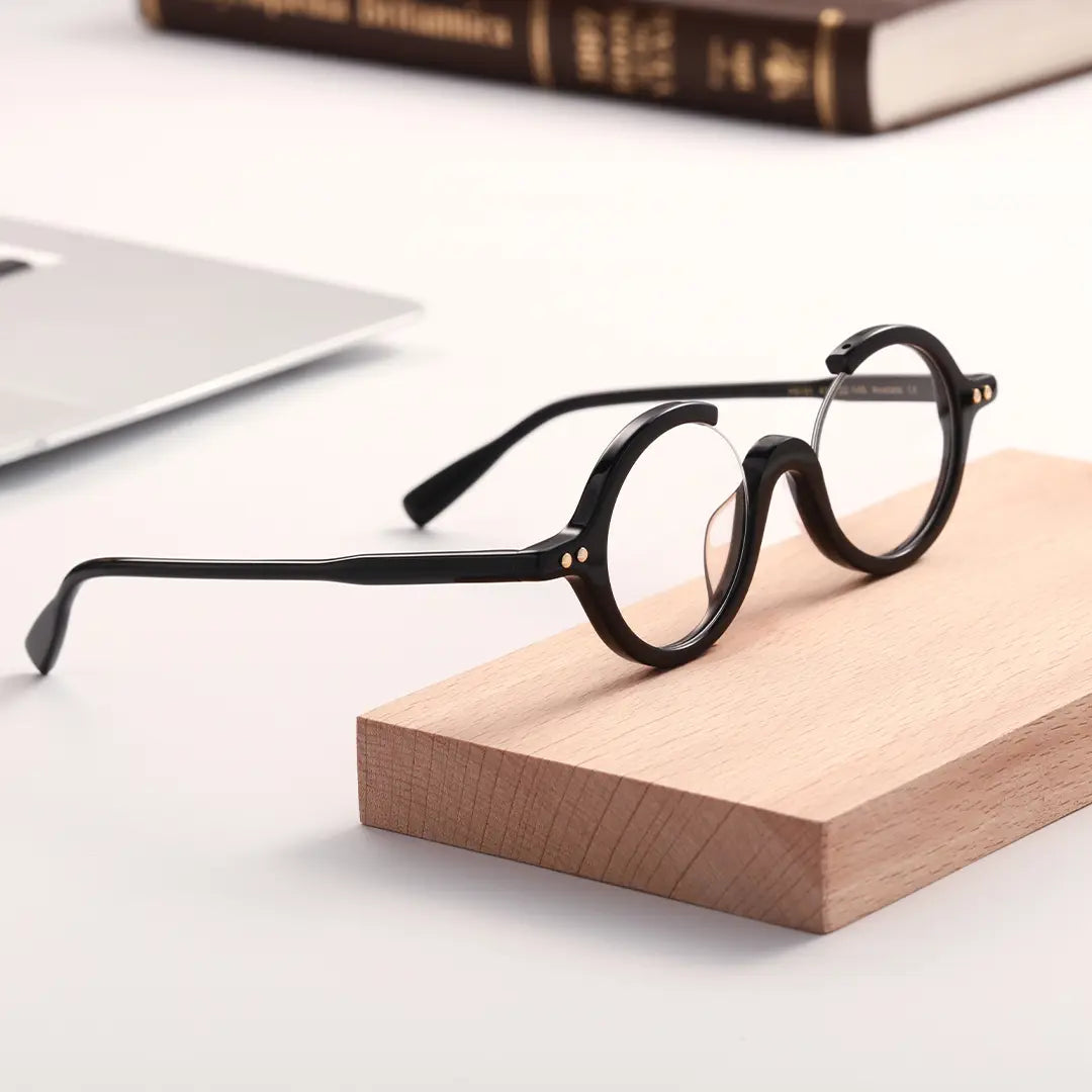 Paola Half Frame Round Acetate Prescription Glasses Anti-reflective Coating