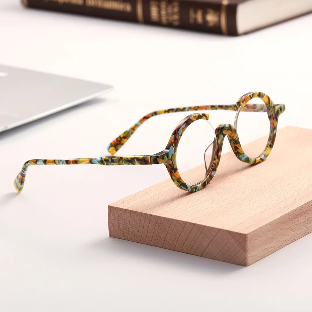 Paola Half Frame Round Acetate Prescription Glasses Anti-reflective Coating