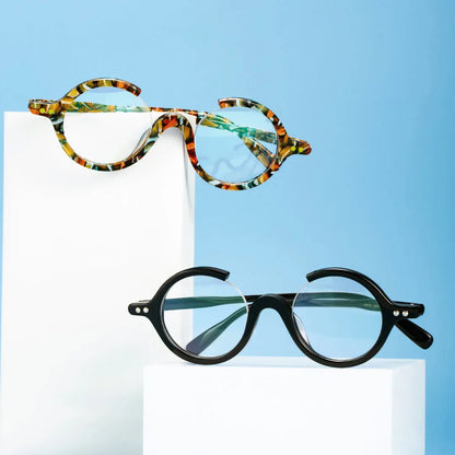 Paola Half Frame Round Acetate Prescription Glasses Anti-reflective Coating