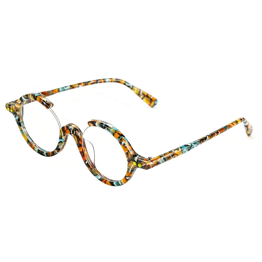 Paola Half Frame Round Acetate Prescription Glasses Anti-reflective Coating