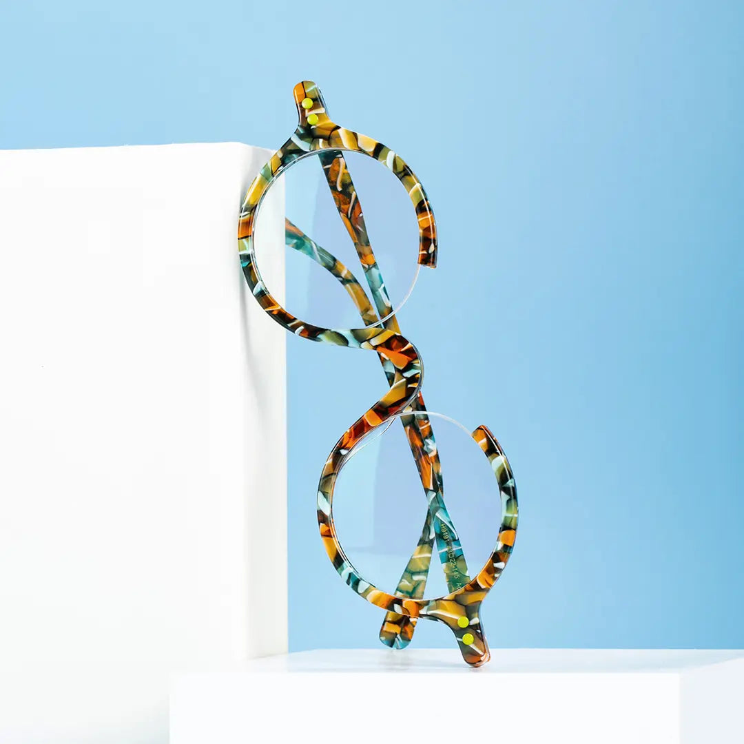 Paola Half Frame Round Acetate Prescription Glasses Anti-reflective Coating