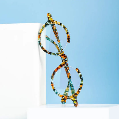 Paola Half Frame Round Acetate Prescription Glasses Anti-reflective Coating