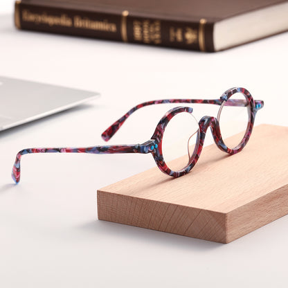 Paola Half Frame Round Acetate Prescription Glasses Anti-reflective Coating