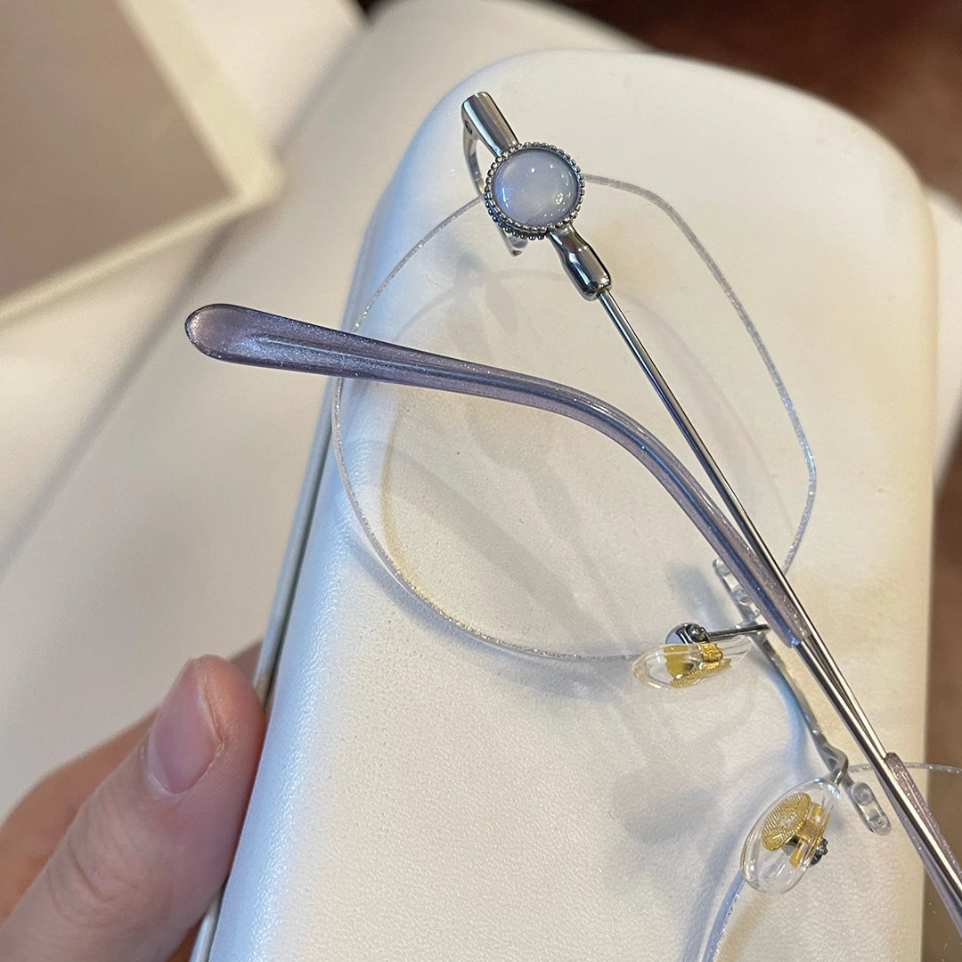 Hue Modern Polygon Rimless Eyeglasses with Bold Colorful Bead Details