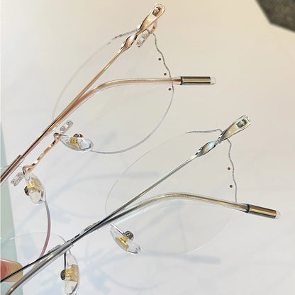 Solstice Geometric Polygon Rimless Glasses With Twisted Metal Temples For Women