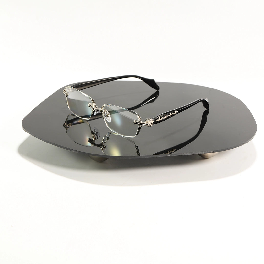 Kairo Unisex Gold Rimless Glasses Geometric Eyeglasses Cast Metal Accents