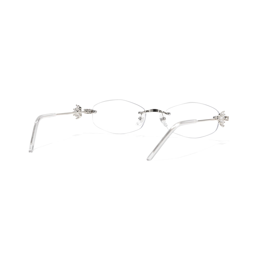 Spotlight Stylish Silver Rimless Eyeglasses With Rhinestone Accents