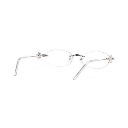 Spotlight Stylish Silver Rimless Eyeglasses With Rhinestone Accents