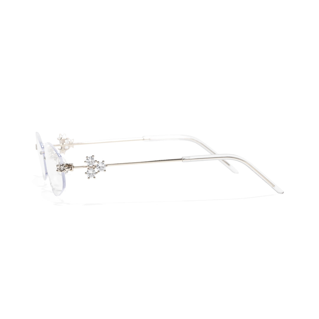 Spotlight Stylish Silver Rimless Eyeglasses With Rhinestone Accents