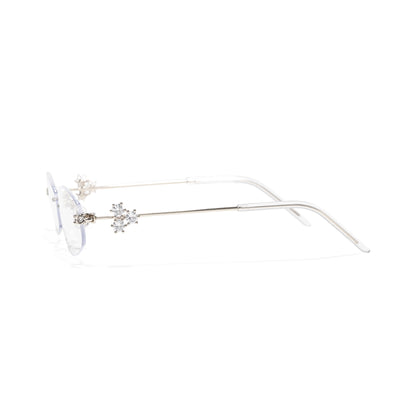 Spotlight Stylish Silver Rimless Eyeglasses With Rhinestone Accents