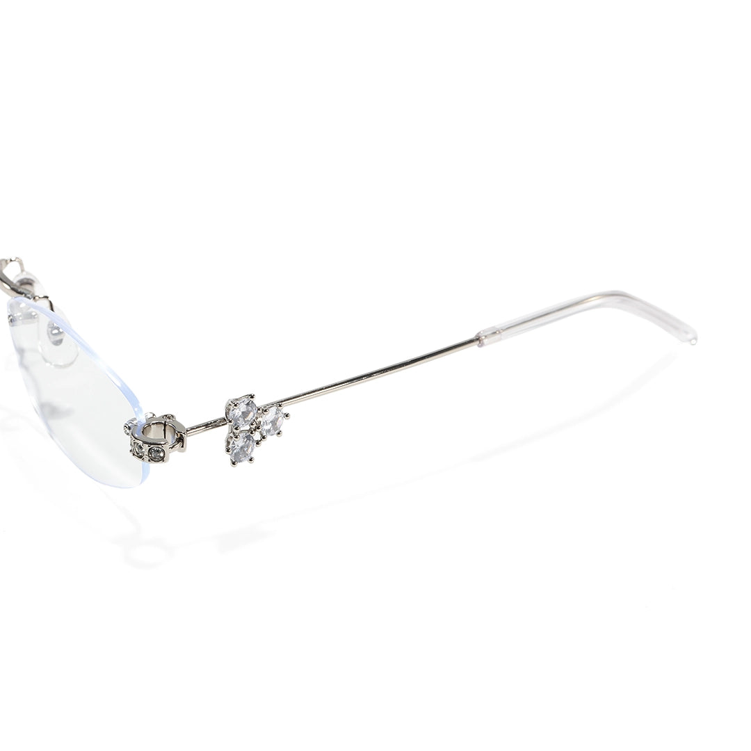 Spotlight Stylish Silver Rimless Eyeglasses With Rhinestone Accents
