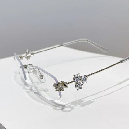 Spotlight Stylish Silver Rimless Eyeglasses With Rhinestone Accents