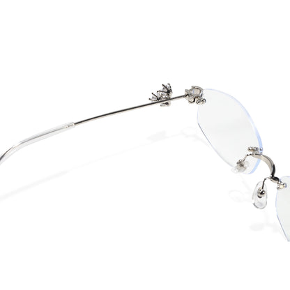Spotlight Stylish Silver Rimless Eyeglasses With Rhinestone Accents