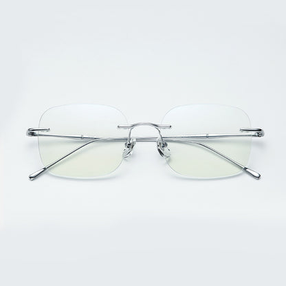 Liora Rectangle Rimless Glasses With Bamboo-Inspired Metal Temple Design