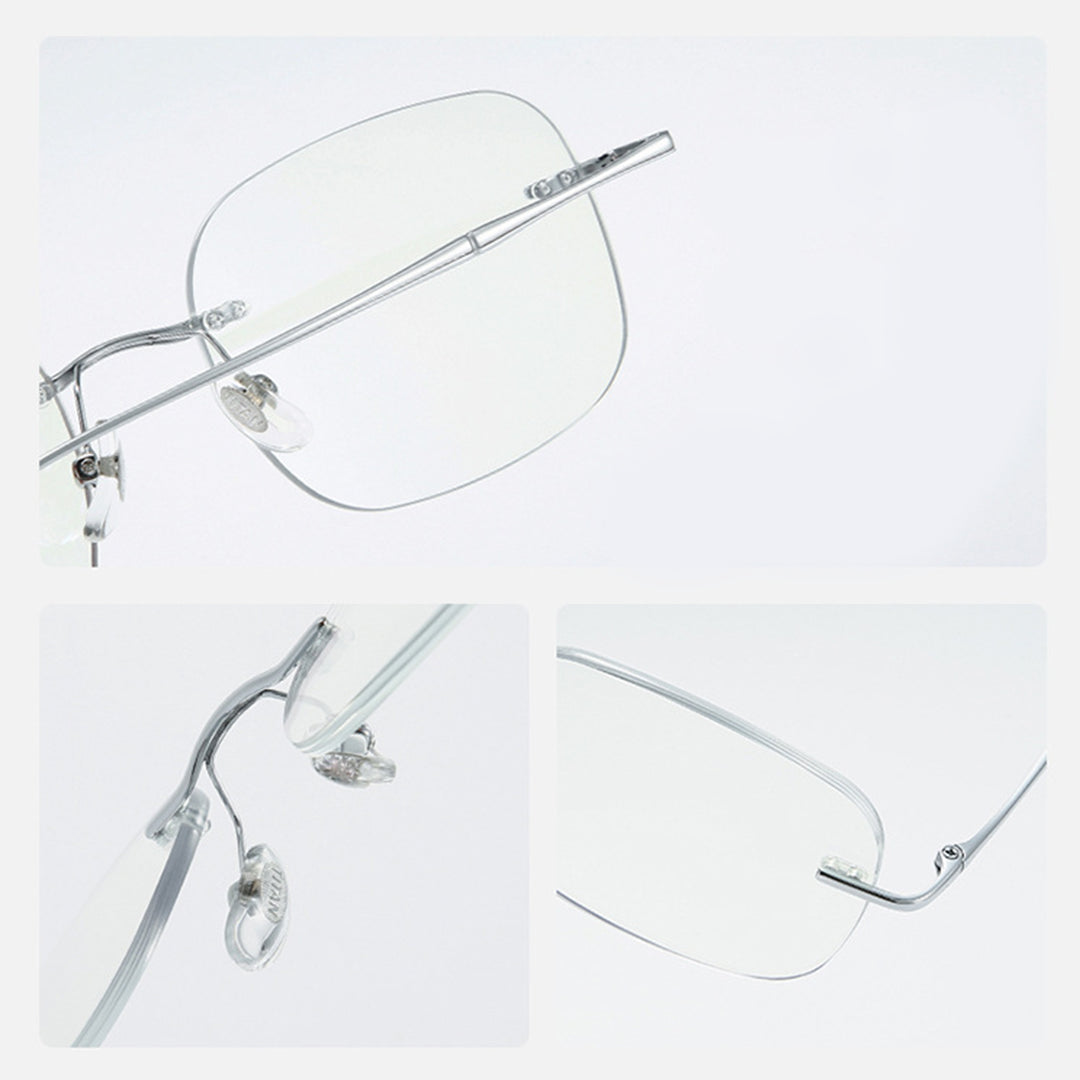 Liora Rectangle Rimless Glasses With Bamboo-Inspired Metal Temple Design