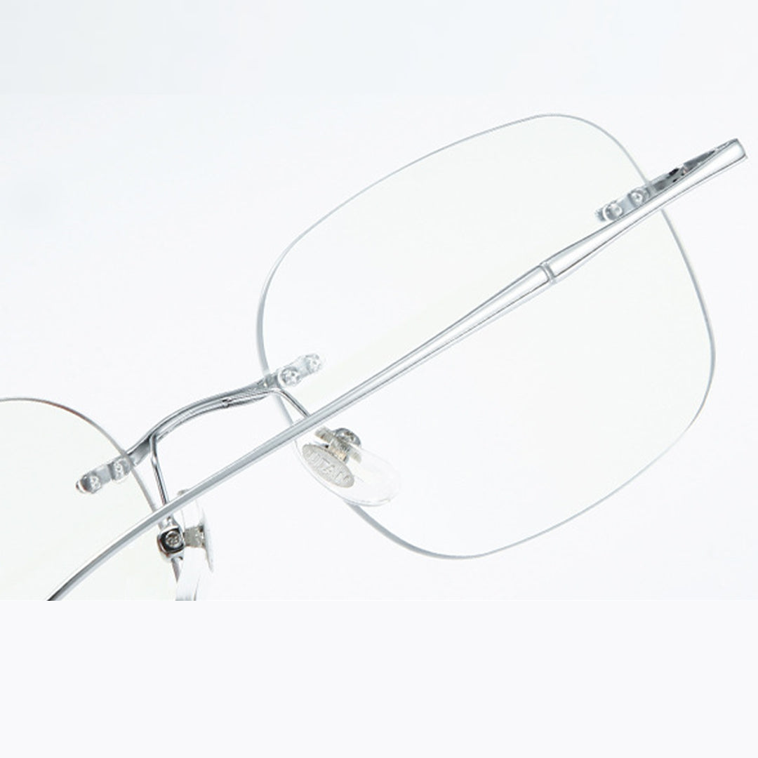 Liora Rectangle Rimless Glasses With Bamboo-Inspired Metal Temple Design
