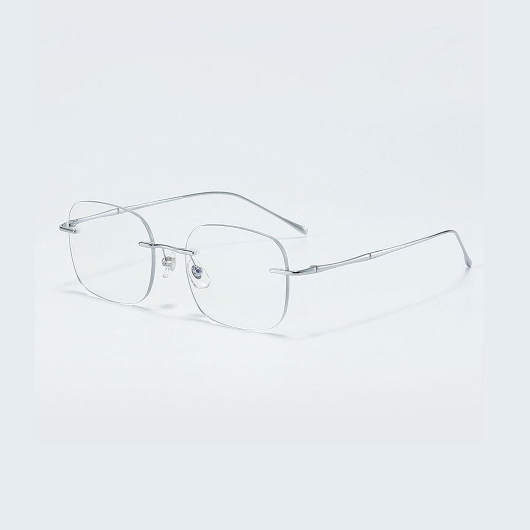 Liora Rectangle Rimless Glasses With Bamboo-Inspired Metal Temple Design