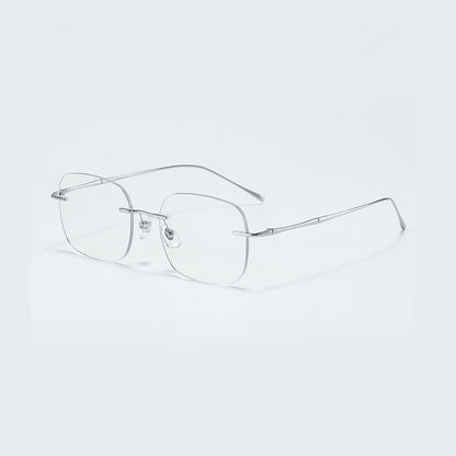 Liora Rectangle Rimless Glasses With Bamboo-Inspired Metal Temple Design