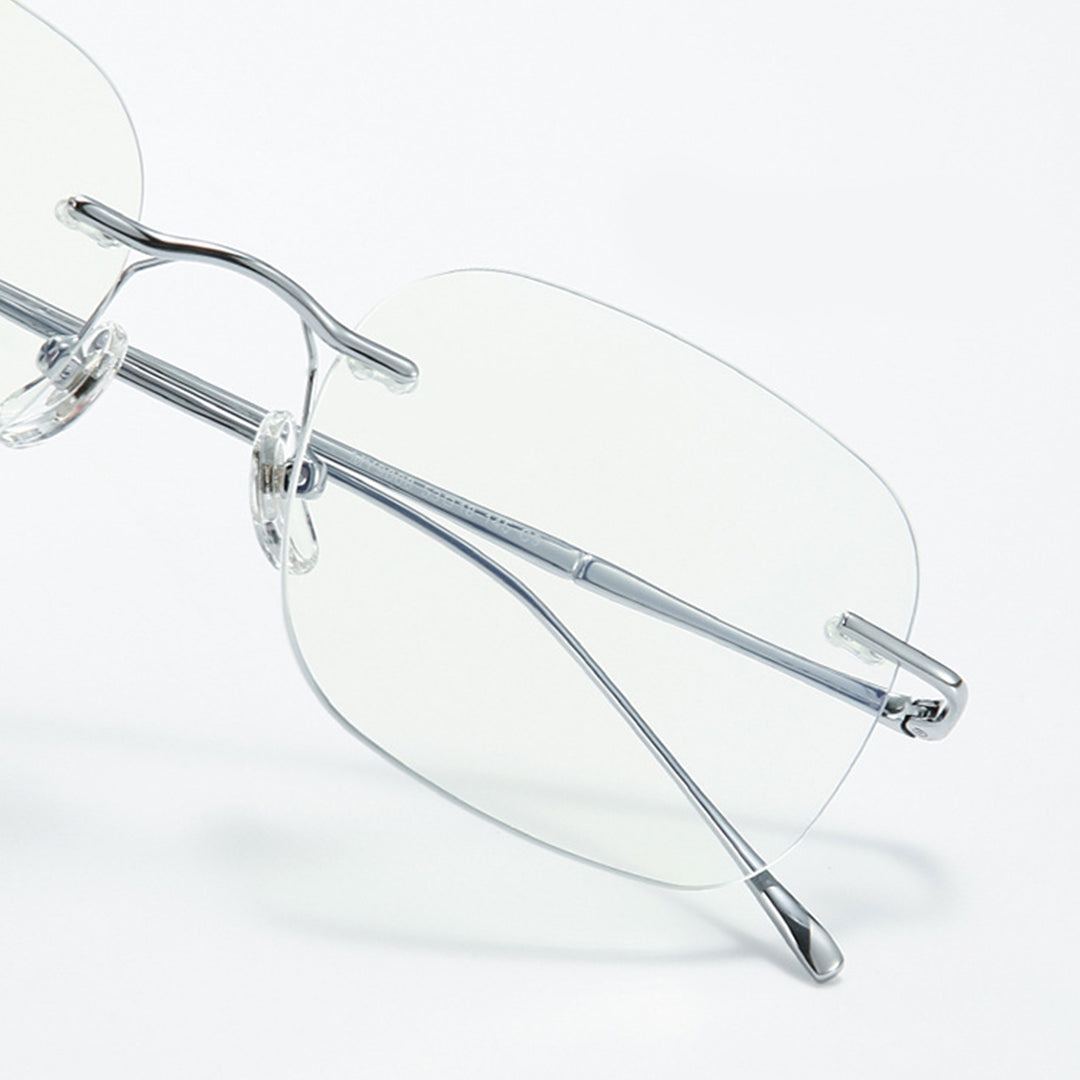 Liora Rectangle Rimless Glasses With Bamboo-Inspired Metal Temple Design