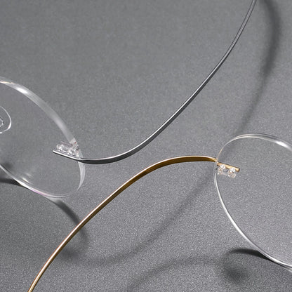 Darcy Titanium Gold Glasses Round Rimless Glasses Prescription Glasses