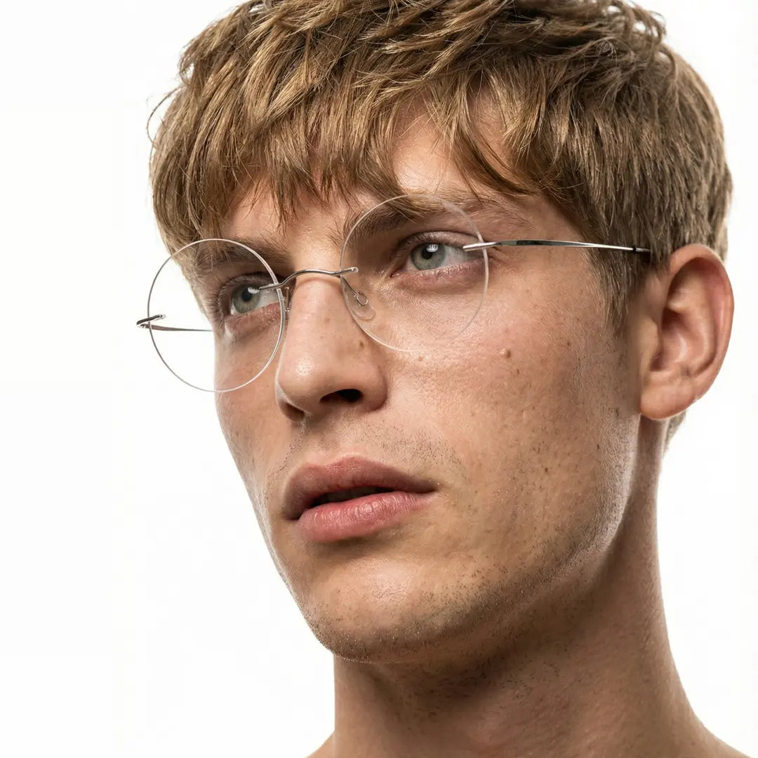 Darcy Titanium Gold Glasses Round Rimless Glasses Prescription Glasses