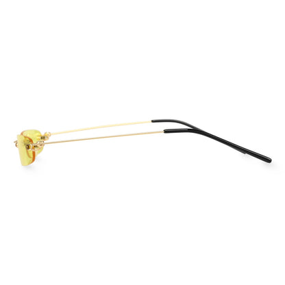 Heath Sleek Rectangle Sunglasses Rimless Pink Glasses With UV Protection