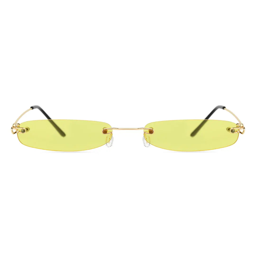 Heath Sleek Rectangle Sunglasses Rimless Pink Glasses With UV Protection